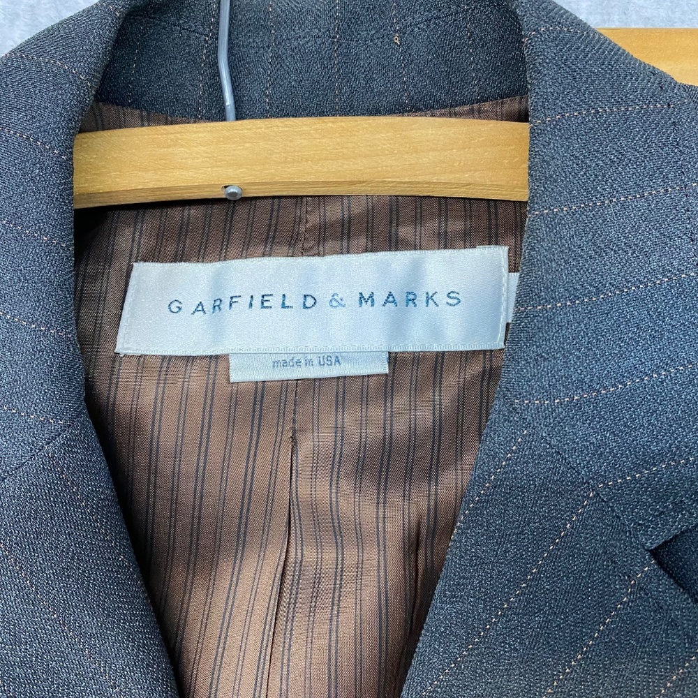 Garfield & Marks Size 10 • Brown Pinstripe Pantsuit • 2 Piece Jacket Pants - Picture 3 of 16